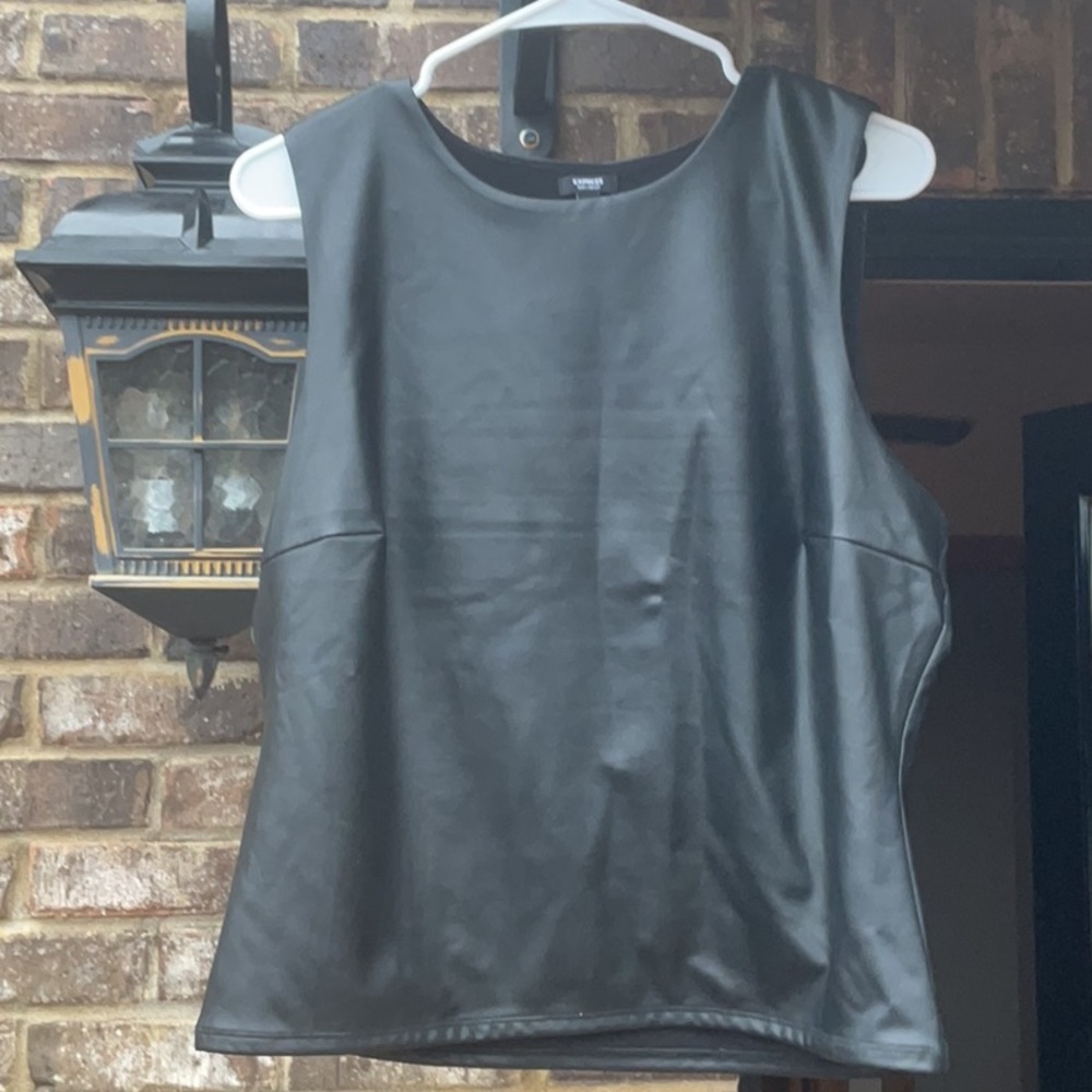 Express Black Faux Leather Sleeveless Top